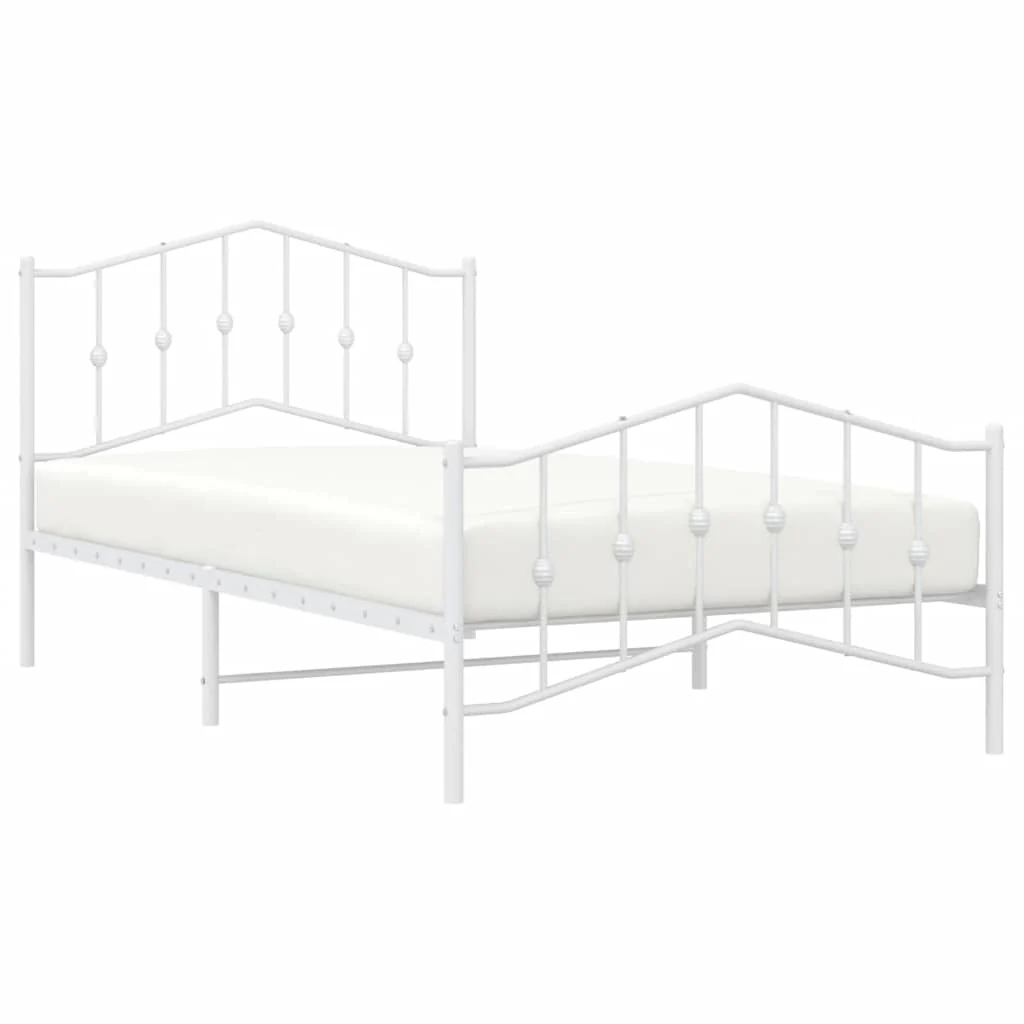 sengeramme med sengegavl og fodgærde 100x200 cm metal hvid - Image 4