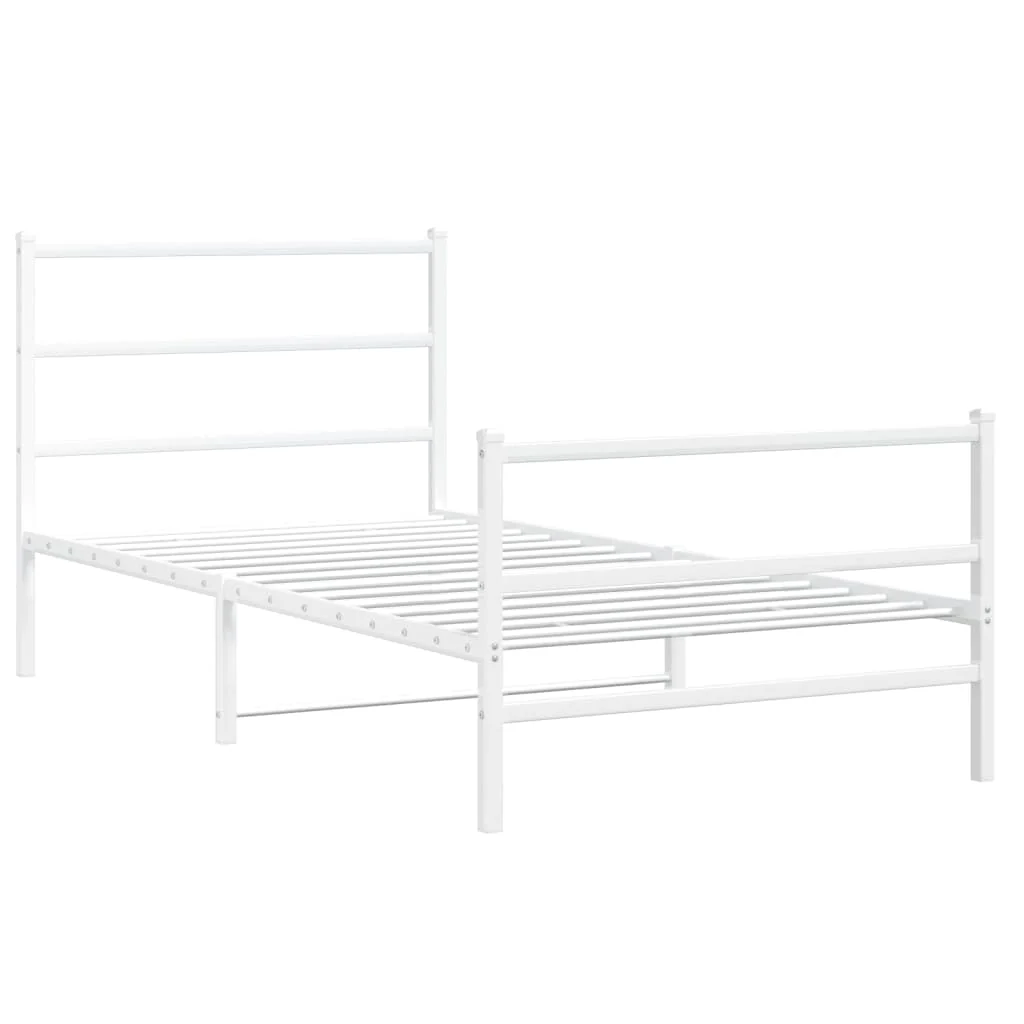 sengeramme med sengegavl og fodgærde 100x200 cm metal hvid - Image 3