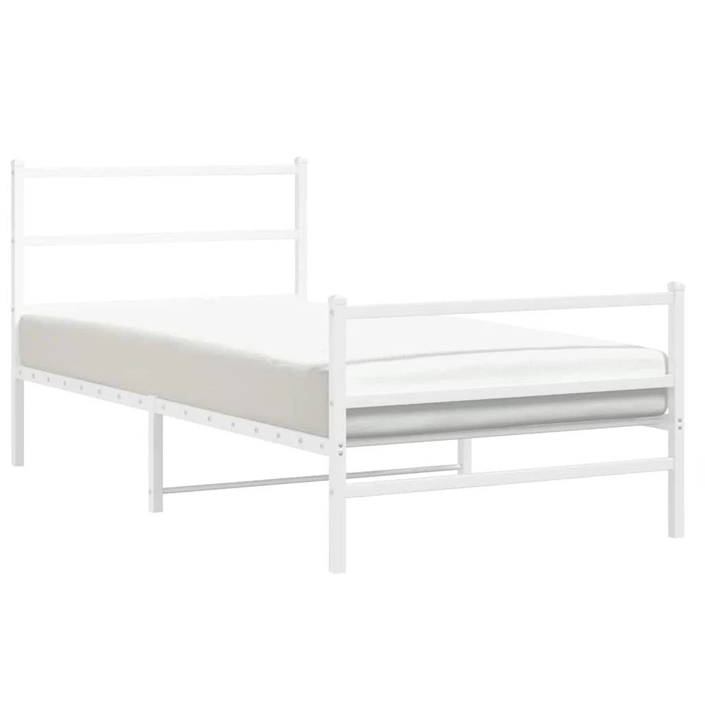 sengeramme med sengegavl og fodgærde 100x200 cm metal hvid - Image 4