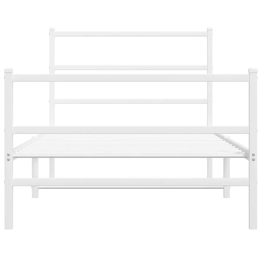 sengeramme med sengegavl og fodgærde 100x200 cm metal hvid - Image 5