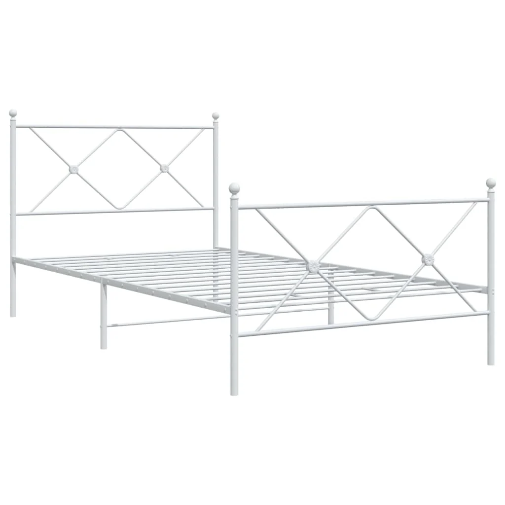 sengeramme med sengegavl og fodgærde 100x200 cm metal hvid - Image 3