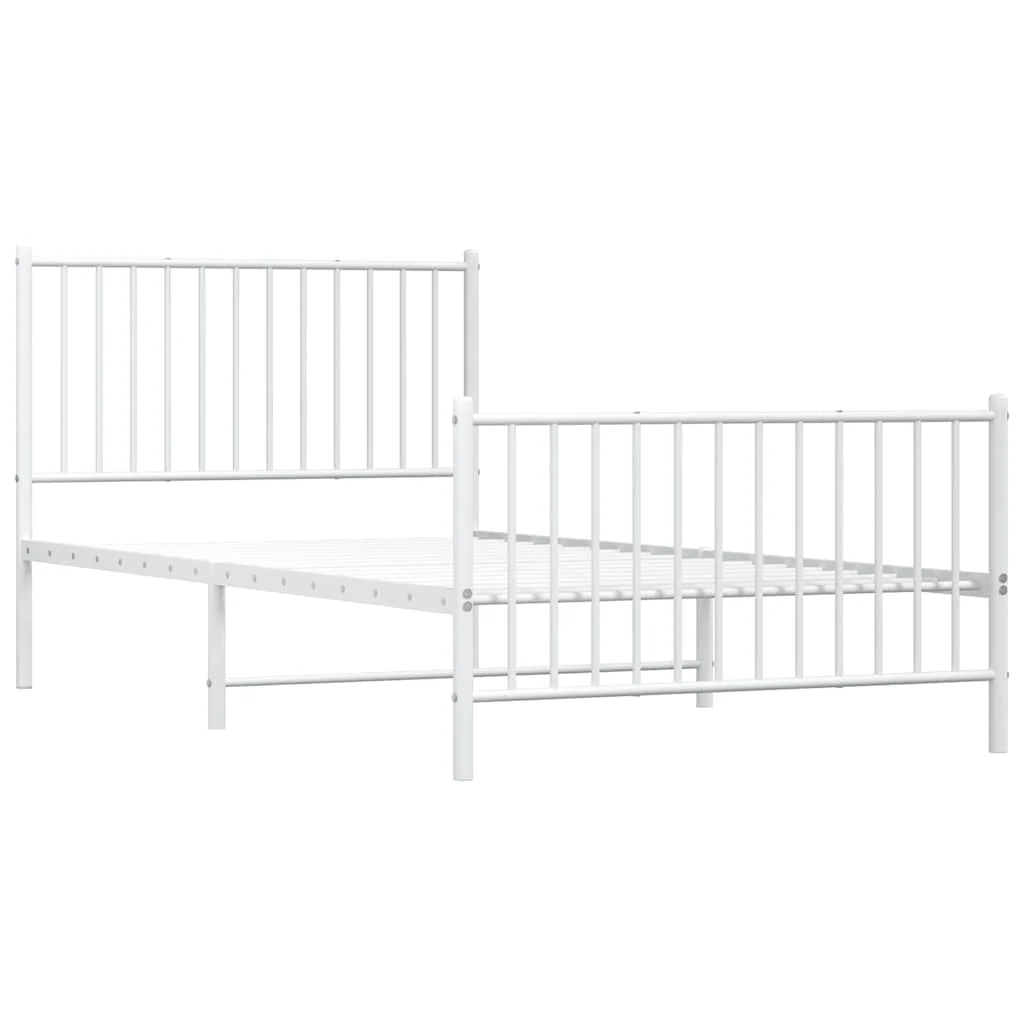 sengeramme med sengegavl og fodgærde 100x200 cm metal hvid - Image 4