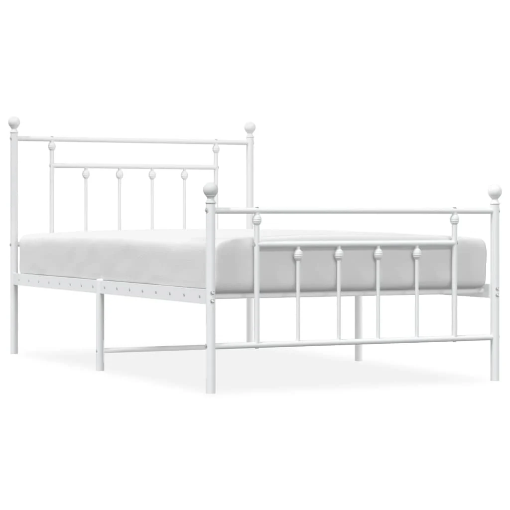 sengeramme med sengegavl og fodgærde 100x200 cm metal hvid - Image 2