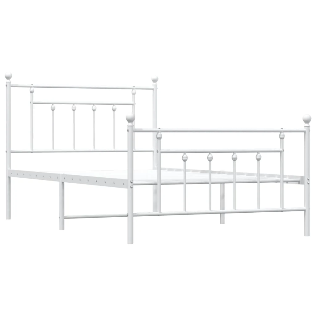 sengeramme med sengegavl og fodgærde 100x200 cm metal hvid - Image 3