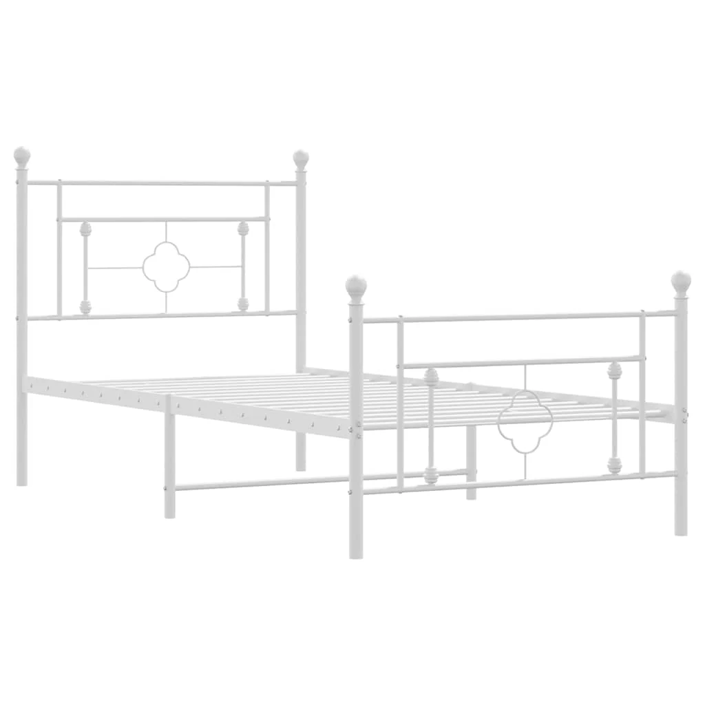 sengeramme med sengegavl og fodgærde 100x200 cm metal hvid - Image 4