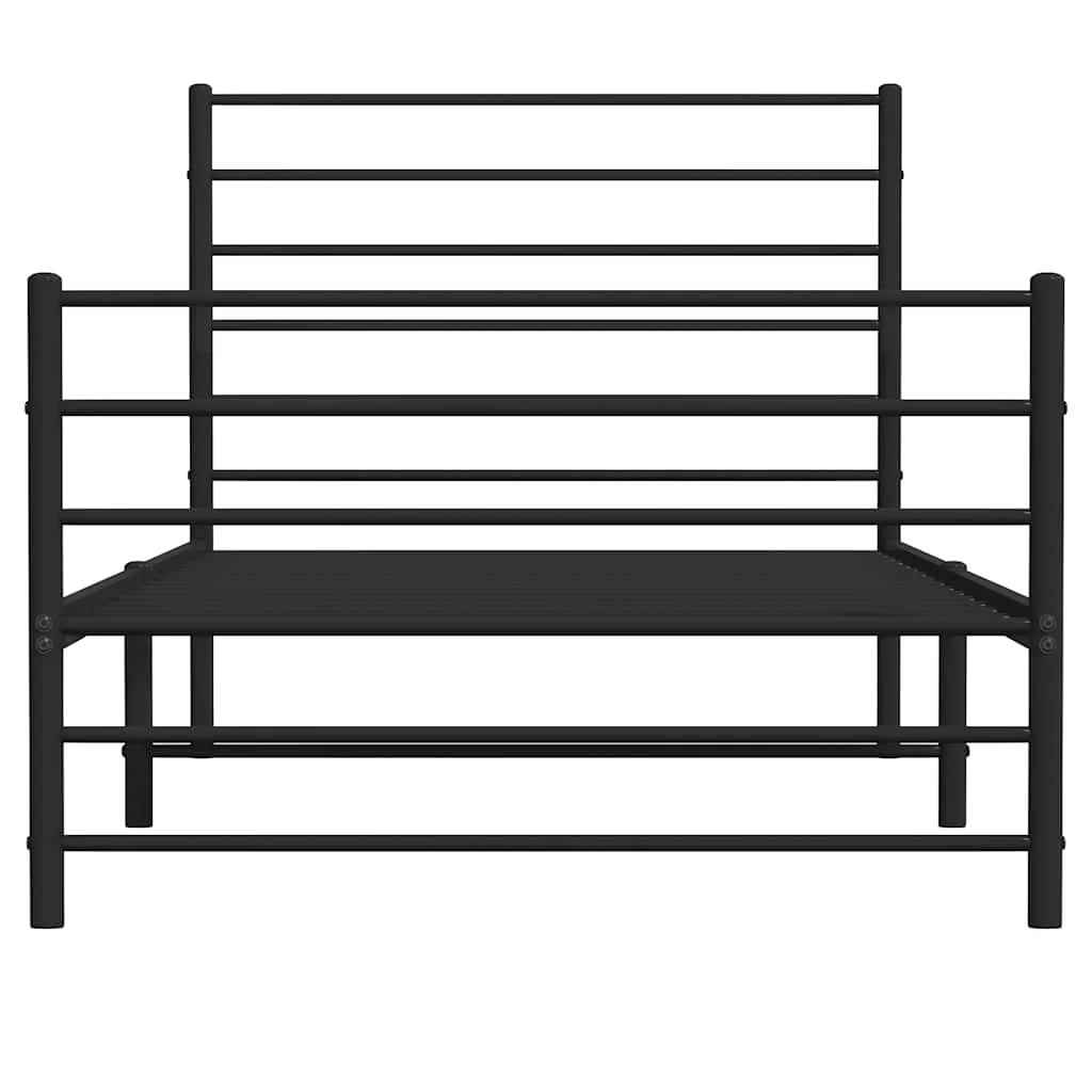 sengeramme med sengegavl og fodgærde 100x200 cm metal sort - Image 6
