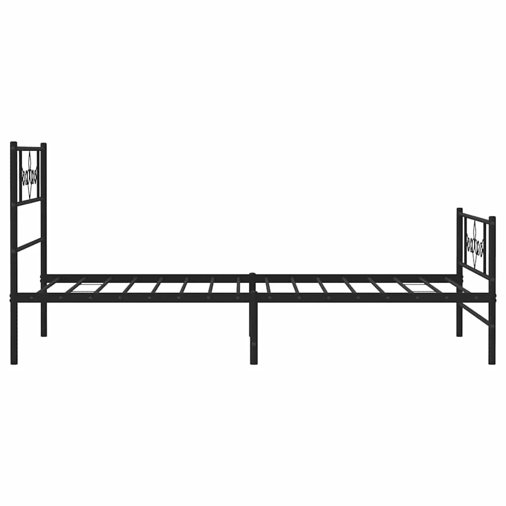 sengeramme med sengegavl og fodgærde 100x200 cm metal sort - Image 7