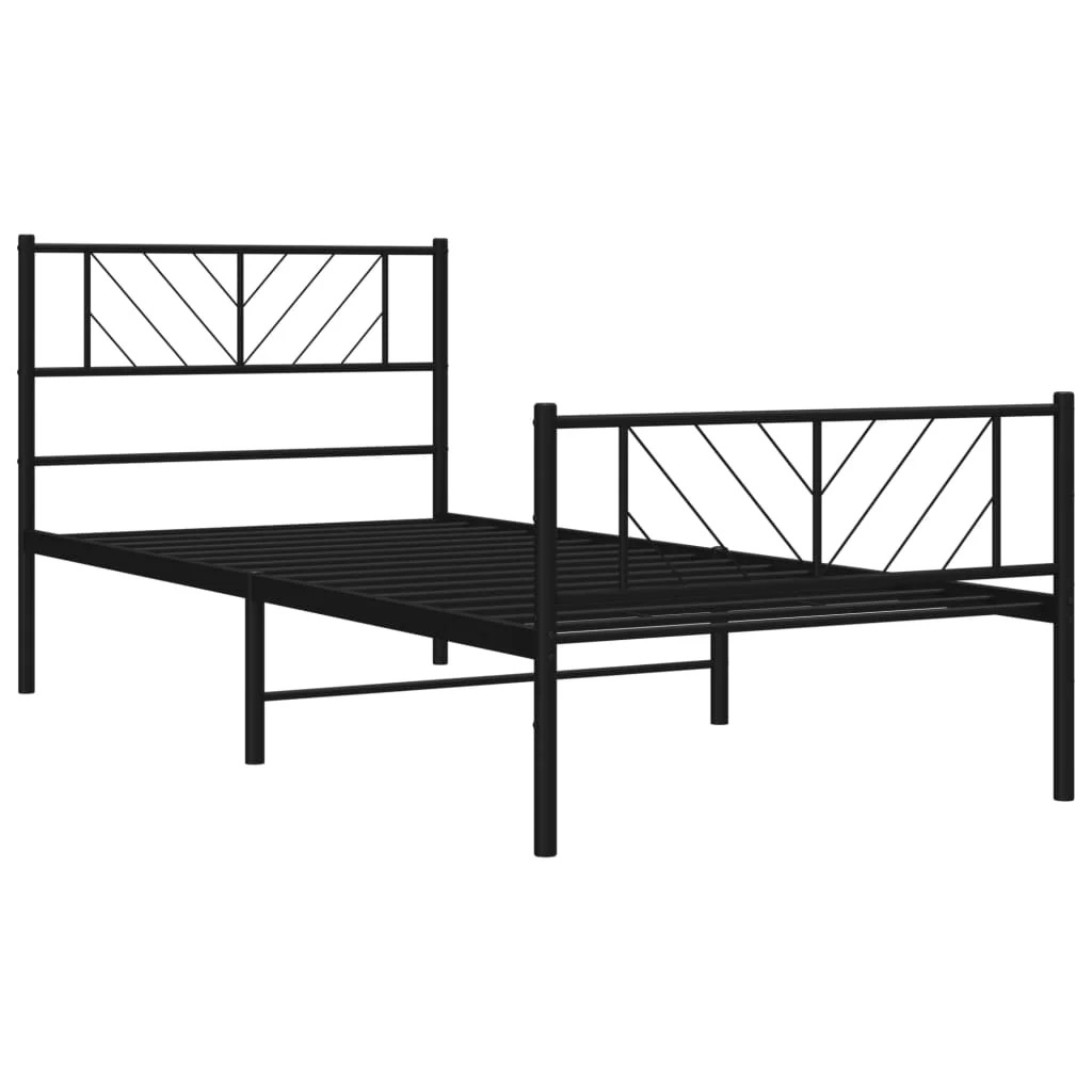 sengeramme med sengegavl og fodgærde 100x200 cm metal sort - Image 4