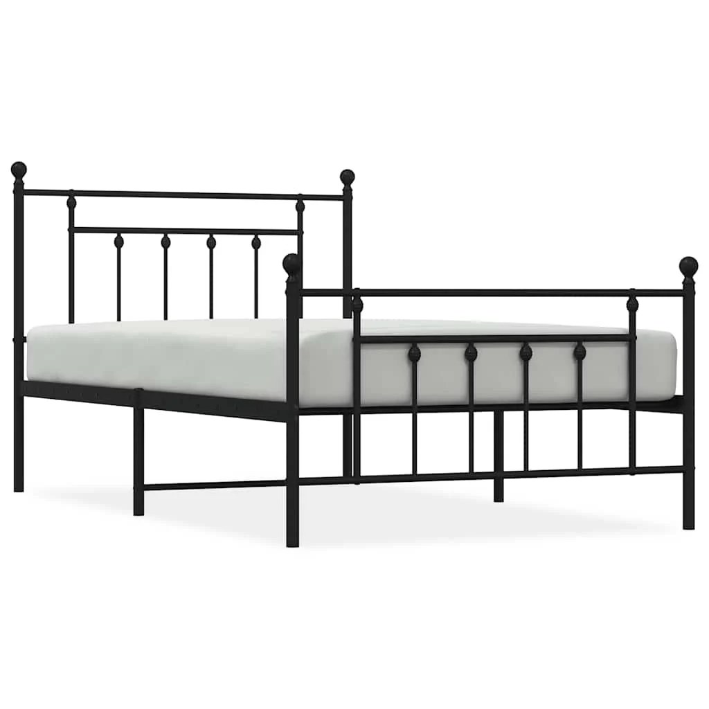 sengeramme med sengegavl og fodgærde 100x200 cm metal sort - Image 2
