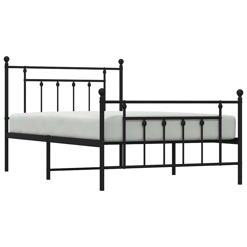 sengeramme med sengegavl og fodgærde 100x200 cm metal sort - Image 5