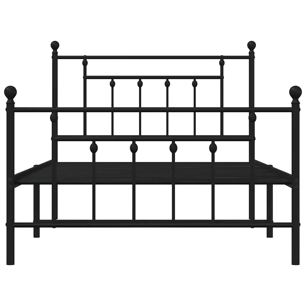 sengeramme med sengegavl og fodgærde 100x200 cm metal sort - Image 6