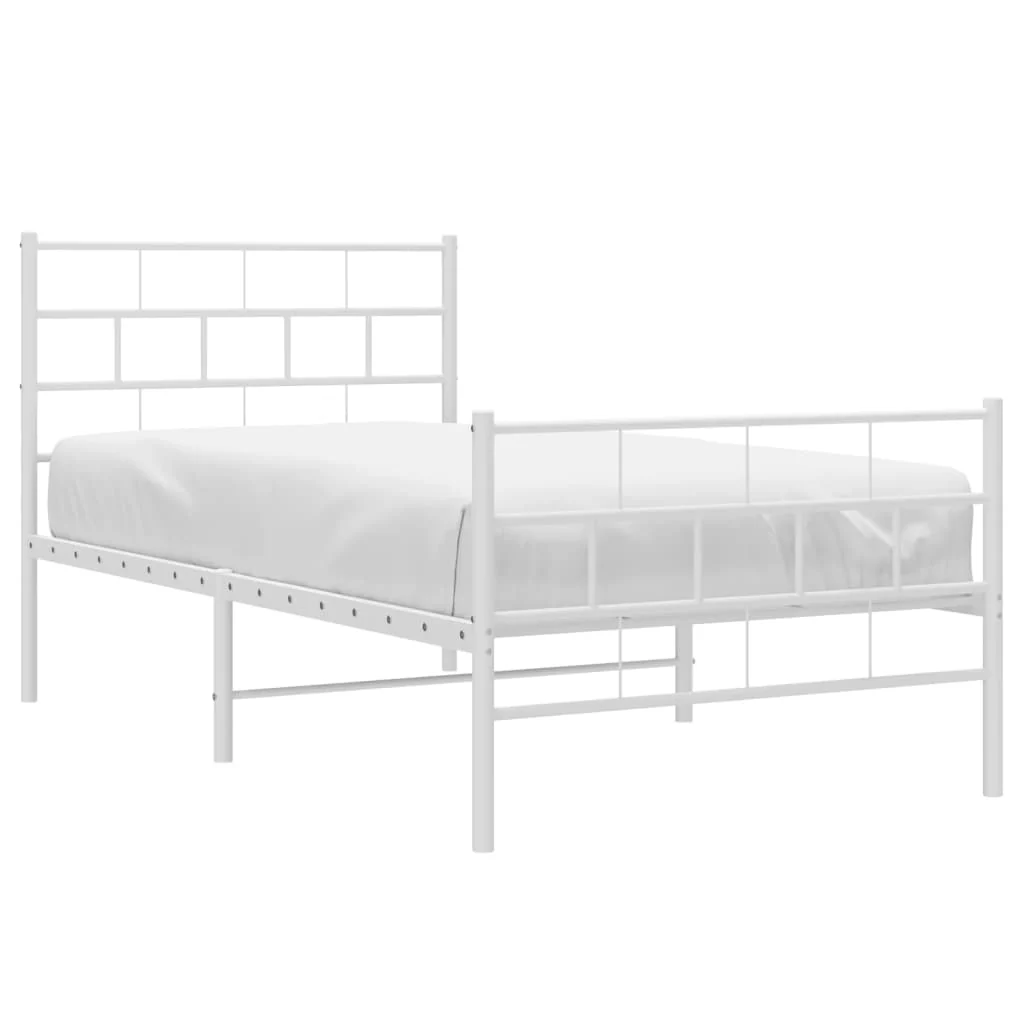 sengeramme med sengegavl og fodgærde 107x203 cm metal hvid - Image 3