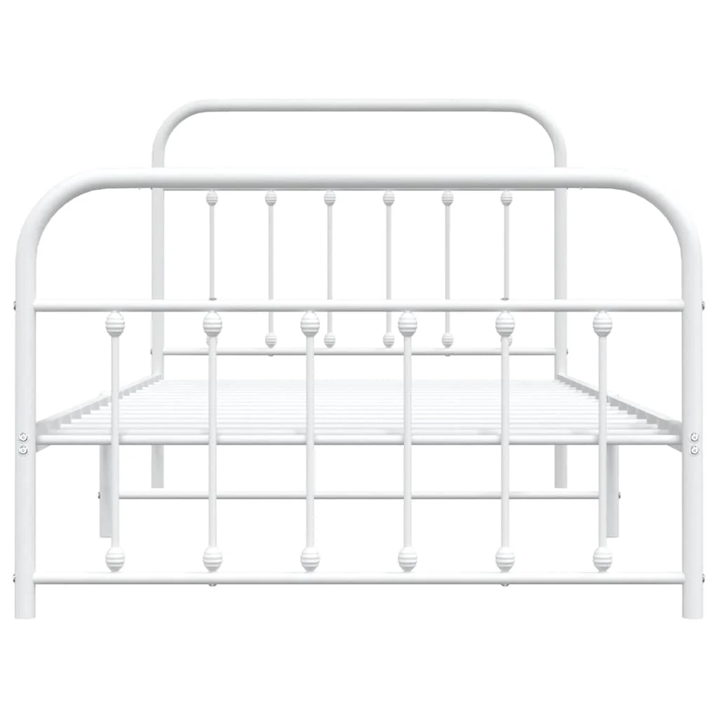 sengeramme med sengegavl og fodgærde 107x203 cm metal hvid - Image 6