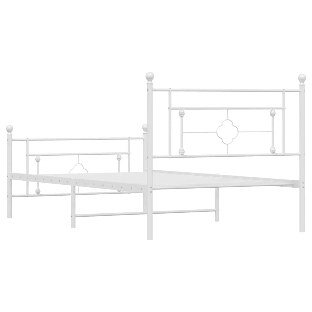 sengeramme med sengegavl og fodgærde 107x203 cm metal hvid - Image 7