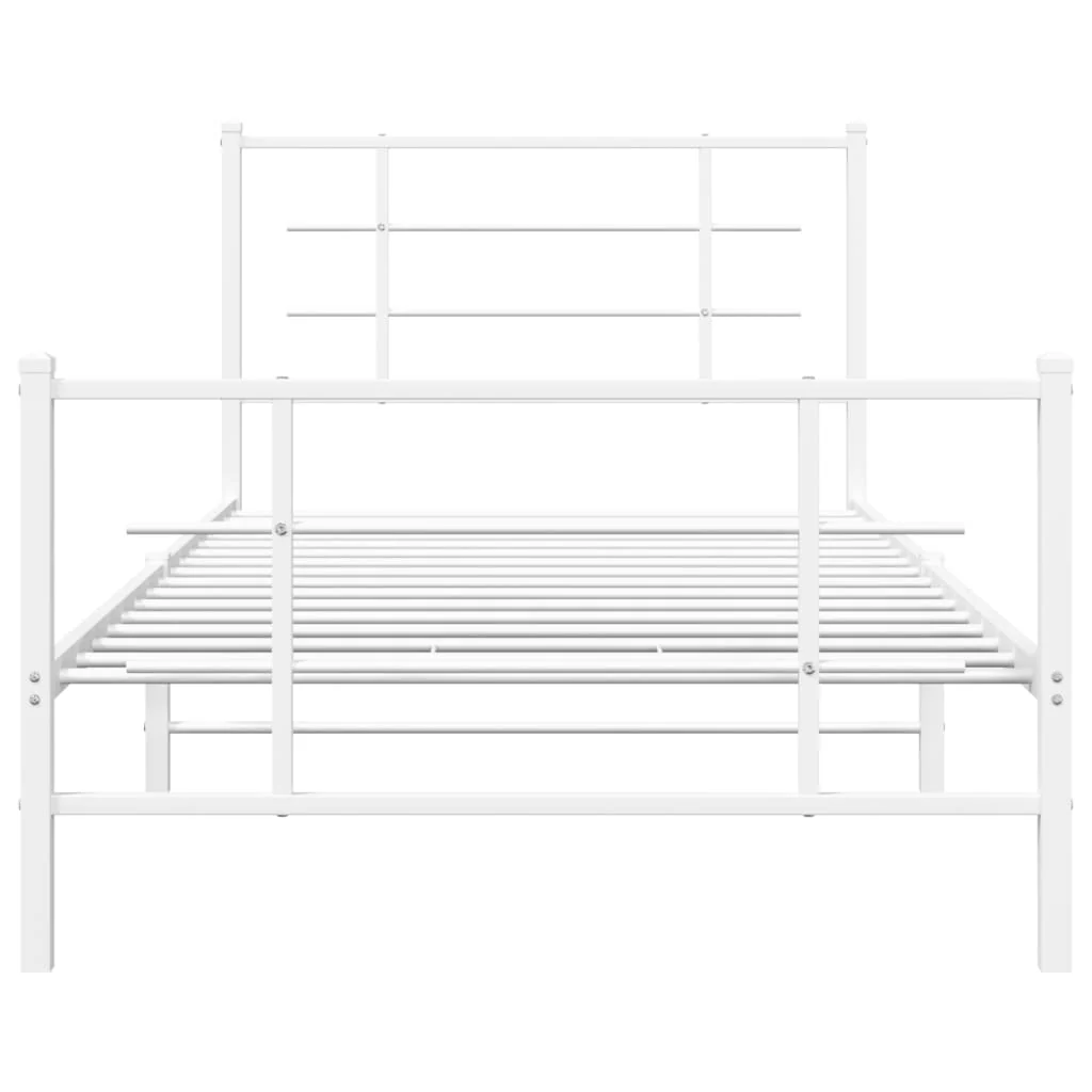 sengeramme med sengegavl og fodgærde 107x203 cm metal hvid - Image 5