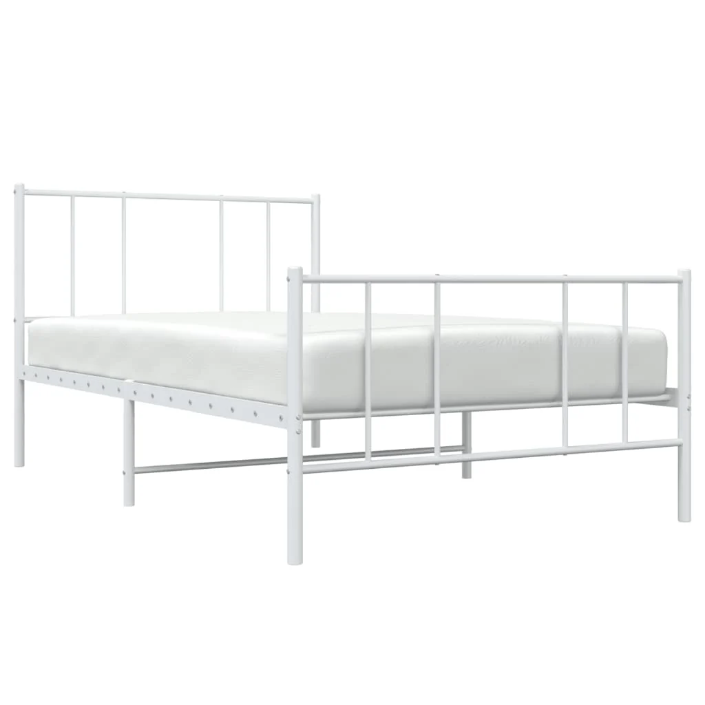 sengeramme med sengegavl og fodgærde 107x203 cm metal hvid - Image 5