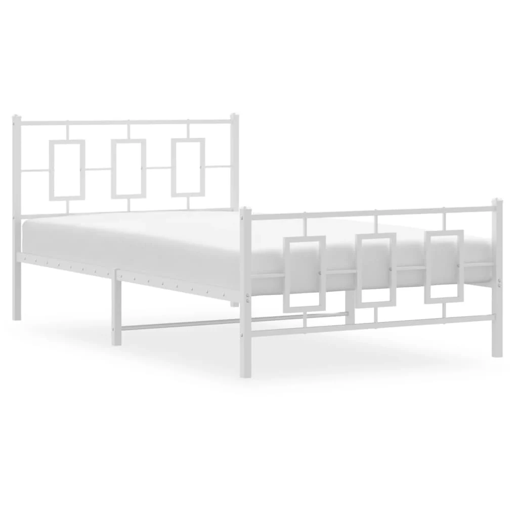 sengeramme med sengegavl og fodgærde 107x203 cm metal hvid - Image 4