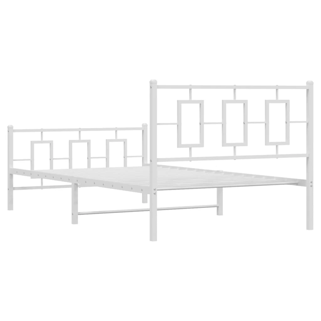 sengeramme med sengegavl og fodgærde 107x203 cm metal hvid - Image 7