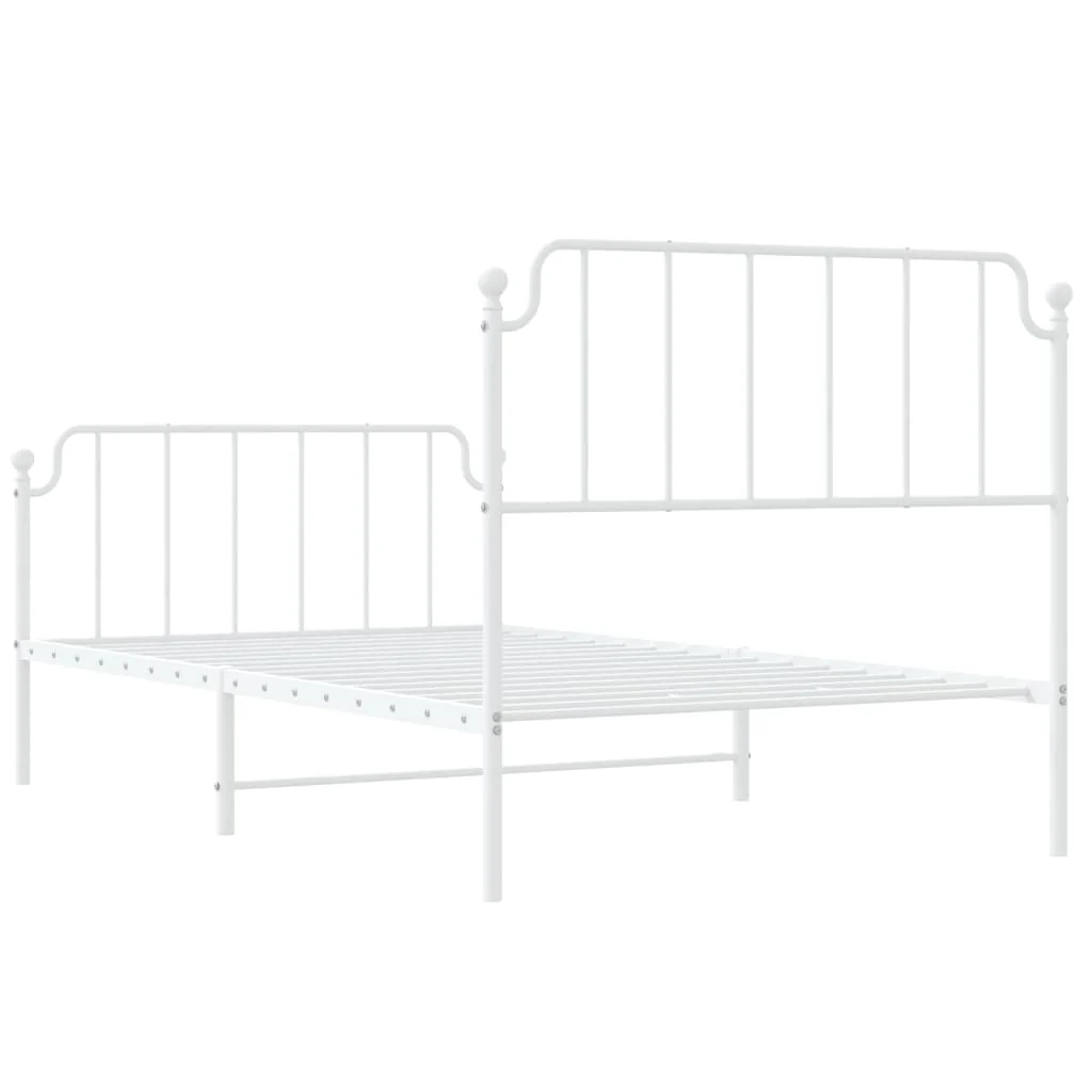 sengeramme med sengegavl og fodgærde 107x203 cm metal hvid - Image 7