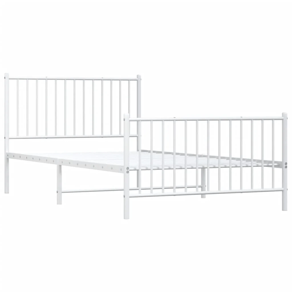 sengeramme med sengegavl og fodgærde 107x203 cm metal hvid - Image 3