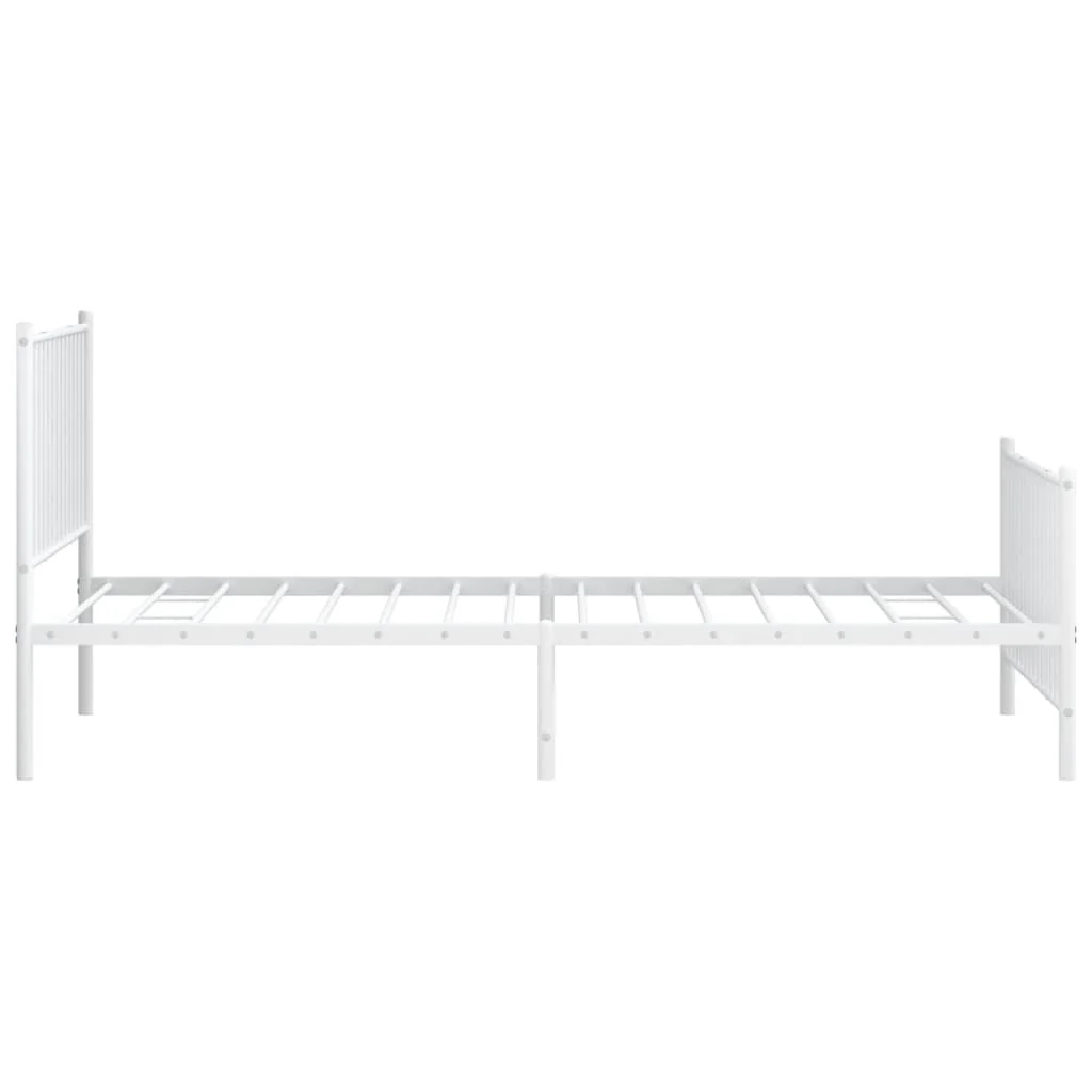 sengeramme med sengegavl og fodgærde 107x203 cm metal hvid - Image 6