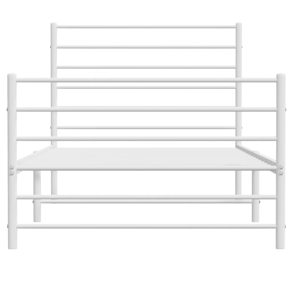 sengeramme med sengegavl og fodgærde 107x203 cm metal hvid - Image 6