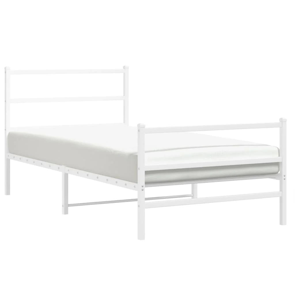 sengeramme med sengegavl og fodgærde 107x203 cm metal hvid - Image 4