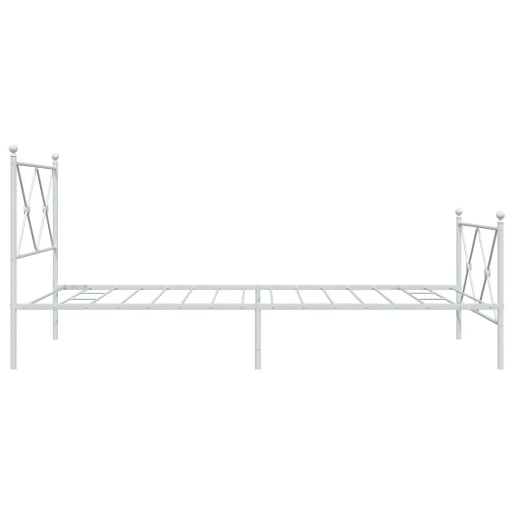 sengeramme med sengegavl og fodgærde 107x203 cm metal hvid - Image 5