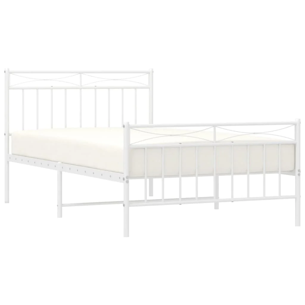 sengeramme med sengegavl og fodgærde 107x203 cm metal hvid - Image 3