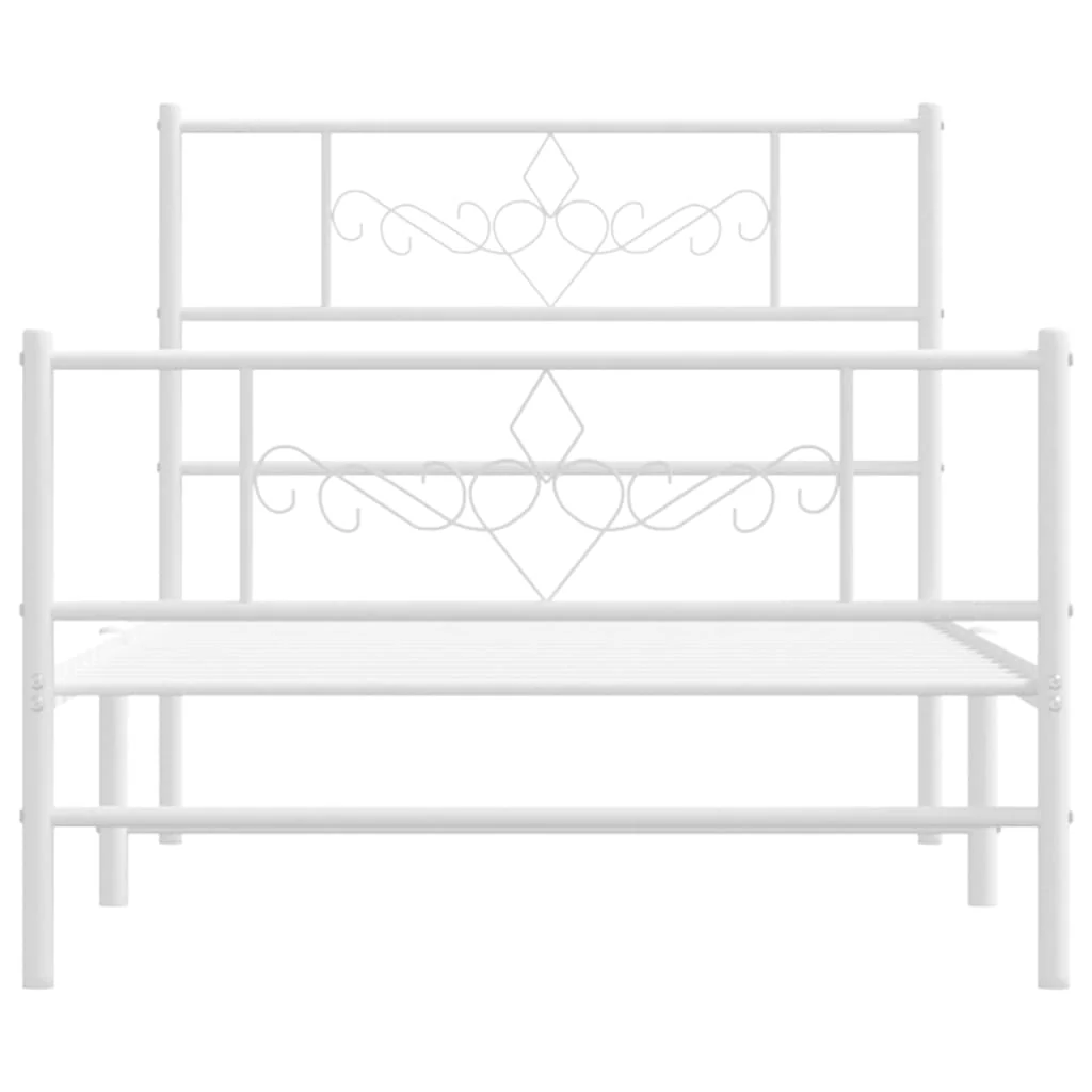 sengeramme med sengegavl og fodgærde 107x203 cm metal hvid - Image 5