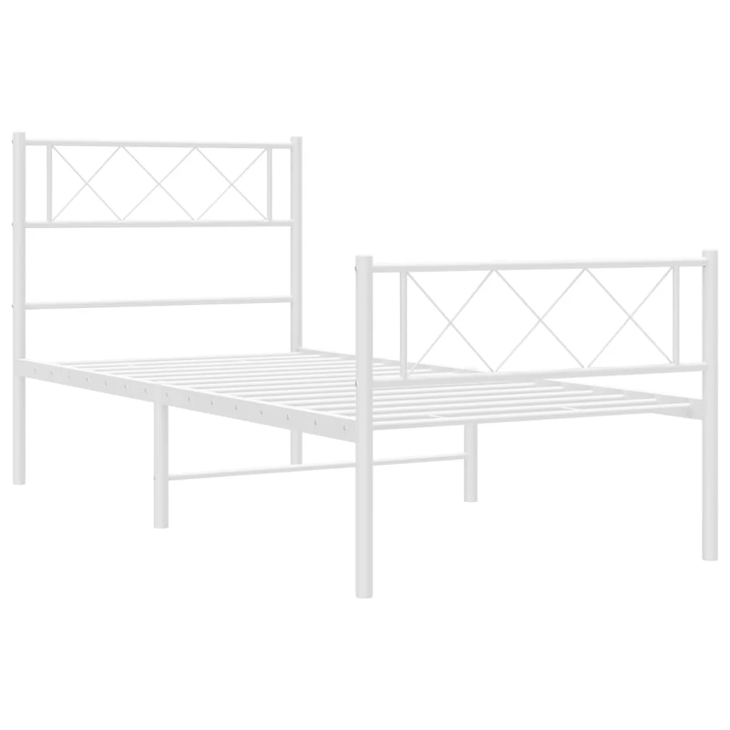 sengeramme med sengegavl og fodgærde 107x203 cm metal hvid - Image 5