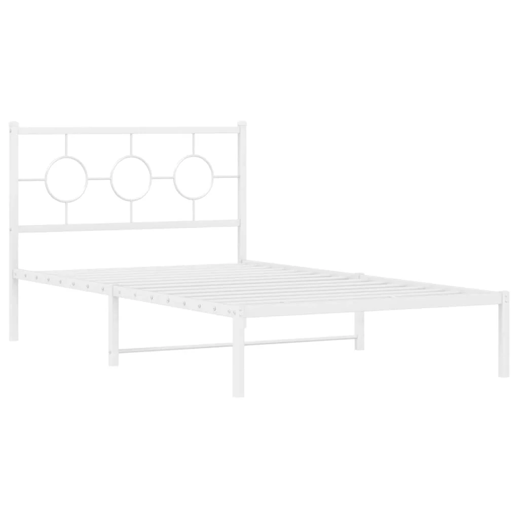 sengeramme med sengegavl og fodgærde 107x203 cm metal hvid - Image 3