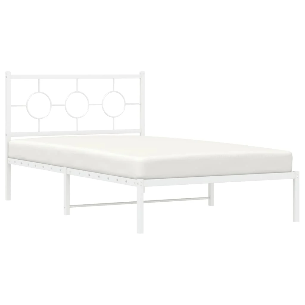 sengeramme med sengegavl og fodgærde 107x203 cm metal hvid - Image 4