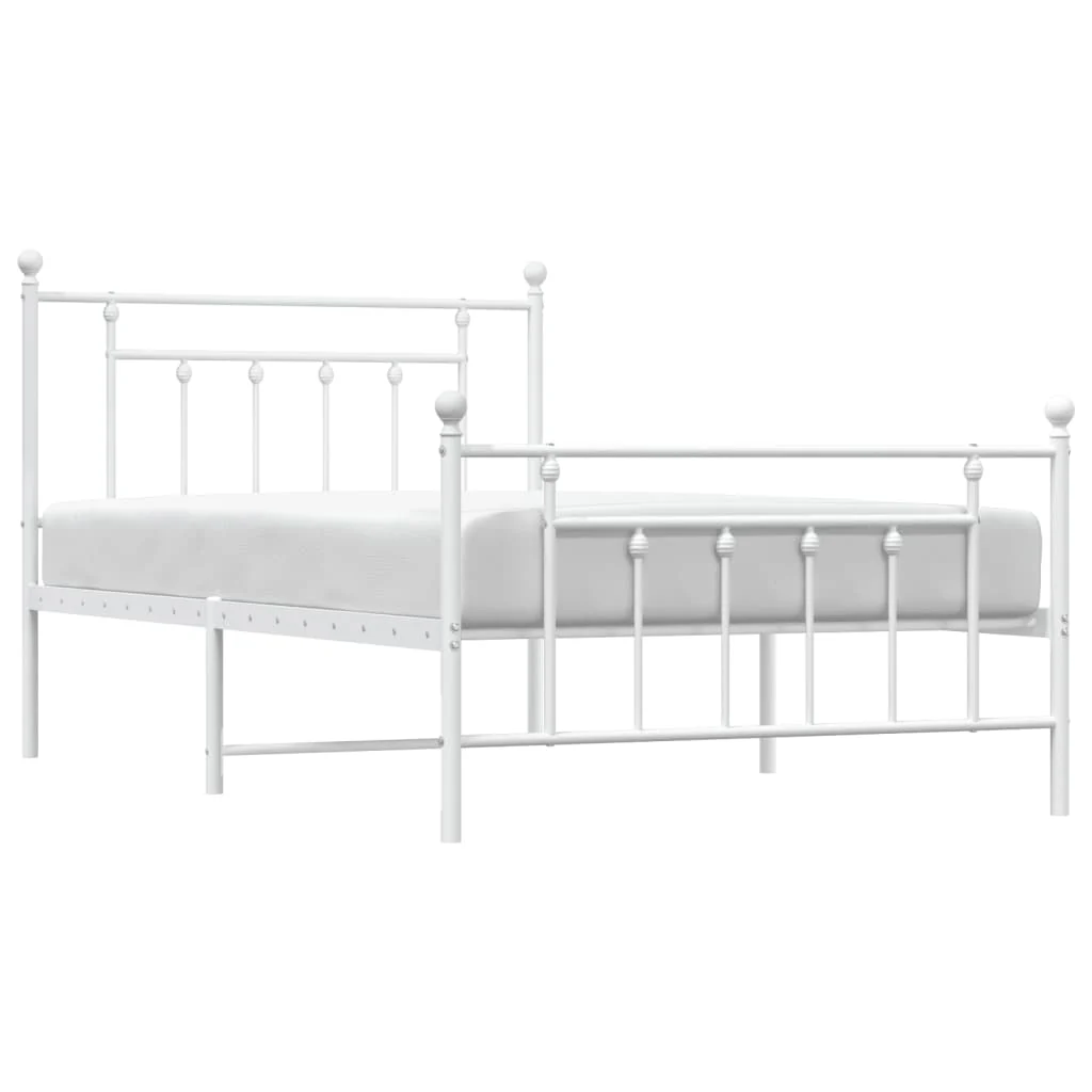 sengeramme med sengegavl og fodgærde 107x203 cm metal hvid - Image 5