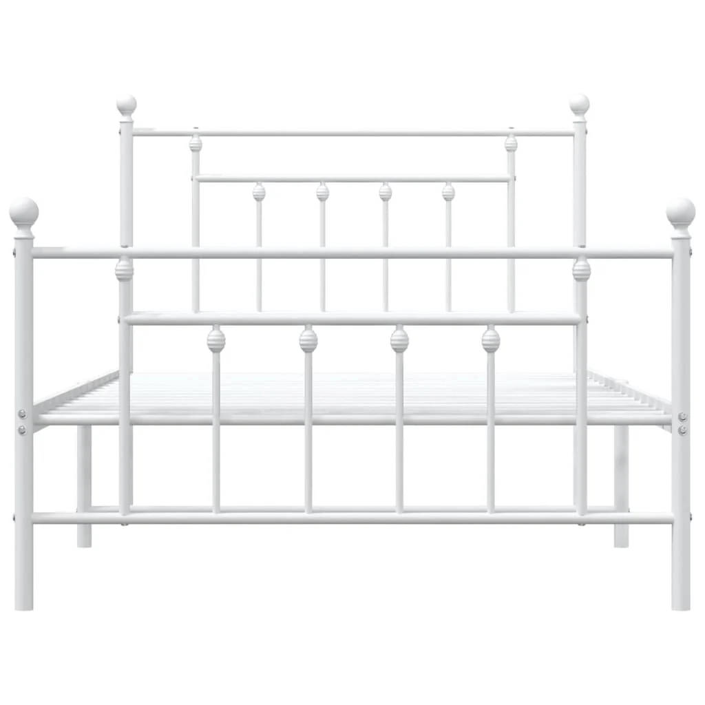 sengeramme med sengegavl og fodgærde 107x203 cm metal hvid - Image 6