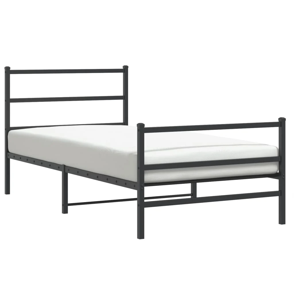 sengeramme med sengegavl og fodgærde 107x203 cm metal sort - Image 2