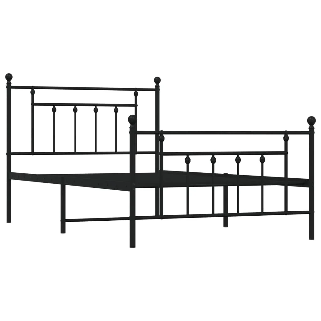 sengeramme med sengegavl og fodgærde 107x203 cm metal sort - Image 3