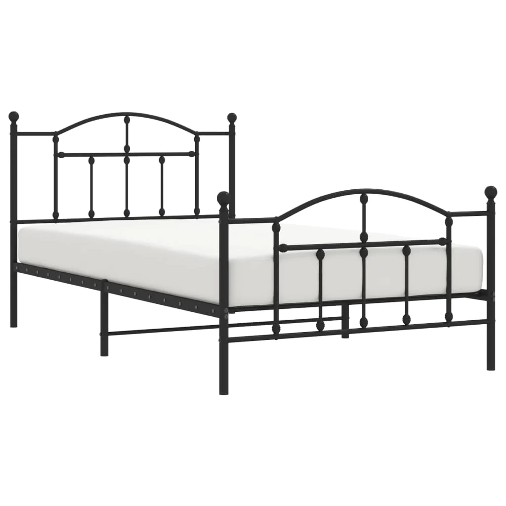 sengeramme med sengegavl og fodgærde 107x203 cm metal sort - Image 4