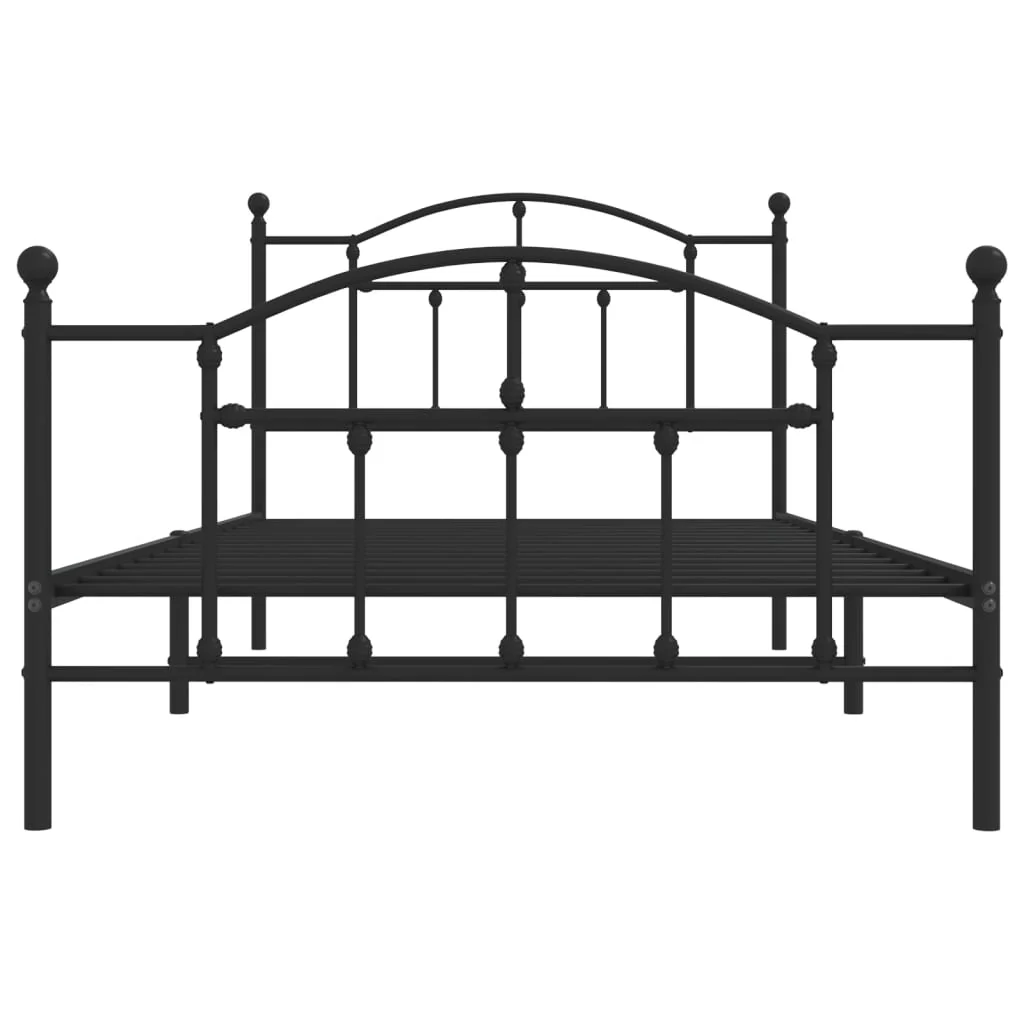 sengeramme med sengegavl og fodgærde 107x203 cm metal sort - Image 5