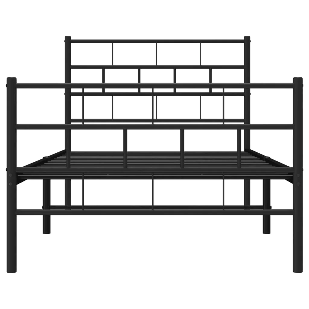 sengeramme med sengegavl og fodgærde 107x203 cm metal sort - Image 5