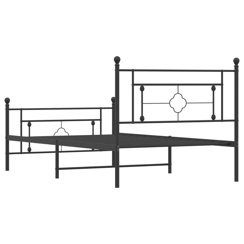 sengeramme med sengegavl og fodgærde 107x203 cm metal sort - Image 7