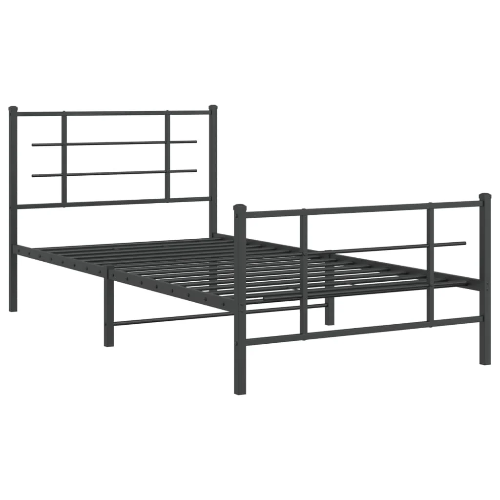 sengeramme med sengegavl og fodgærde 107x203 cm metal sort - Image 3