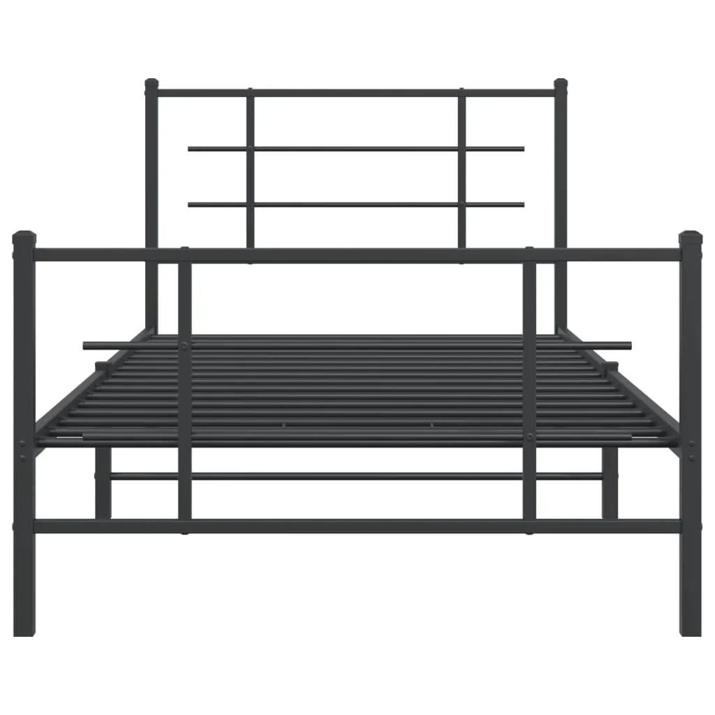 sengeramme med sengegavl og fodgærde 107x203 cm metal sort - Image 5