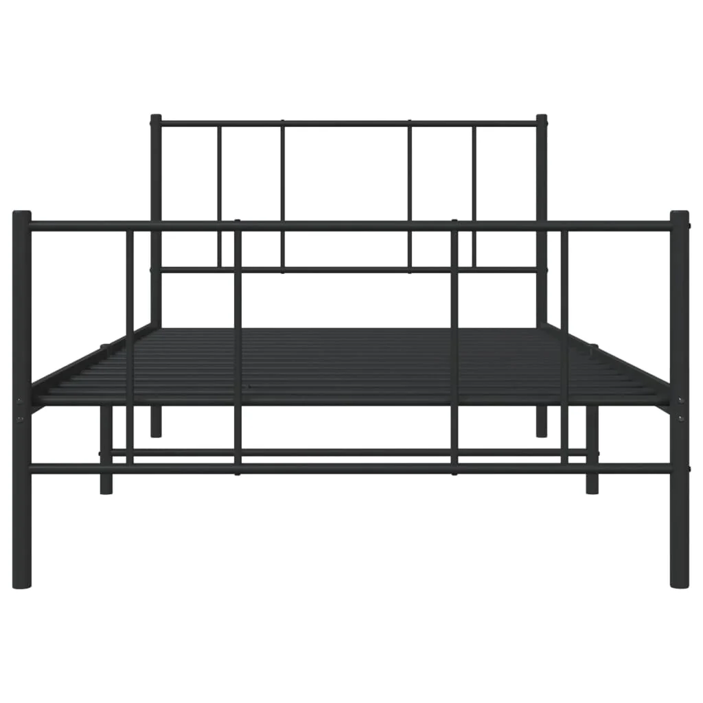 sengeramme med sengegavl og fodgærde 107x203 cm metal sort - Image 6