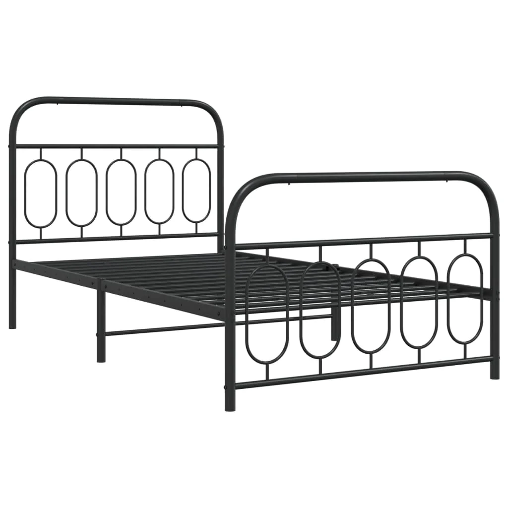 sengeramme med sengegavl og fodgærde 107x203 cm metal sort - Image 3