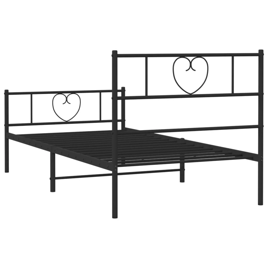 sengeramme med sengegavl og fodgærde 107x203 cm metal sort - Image 7