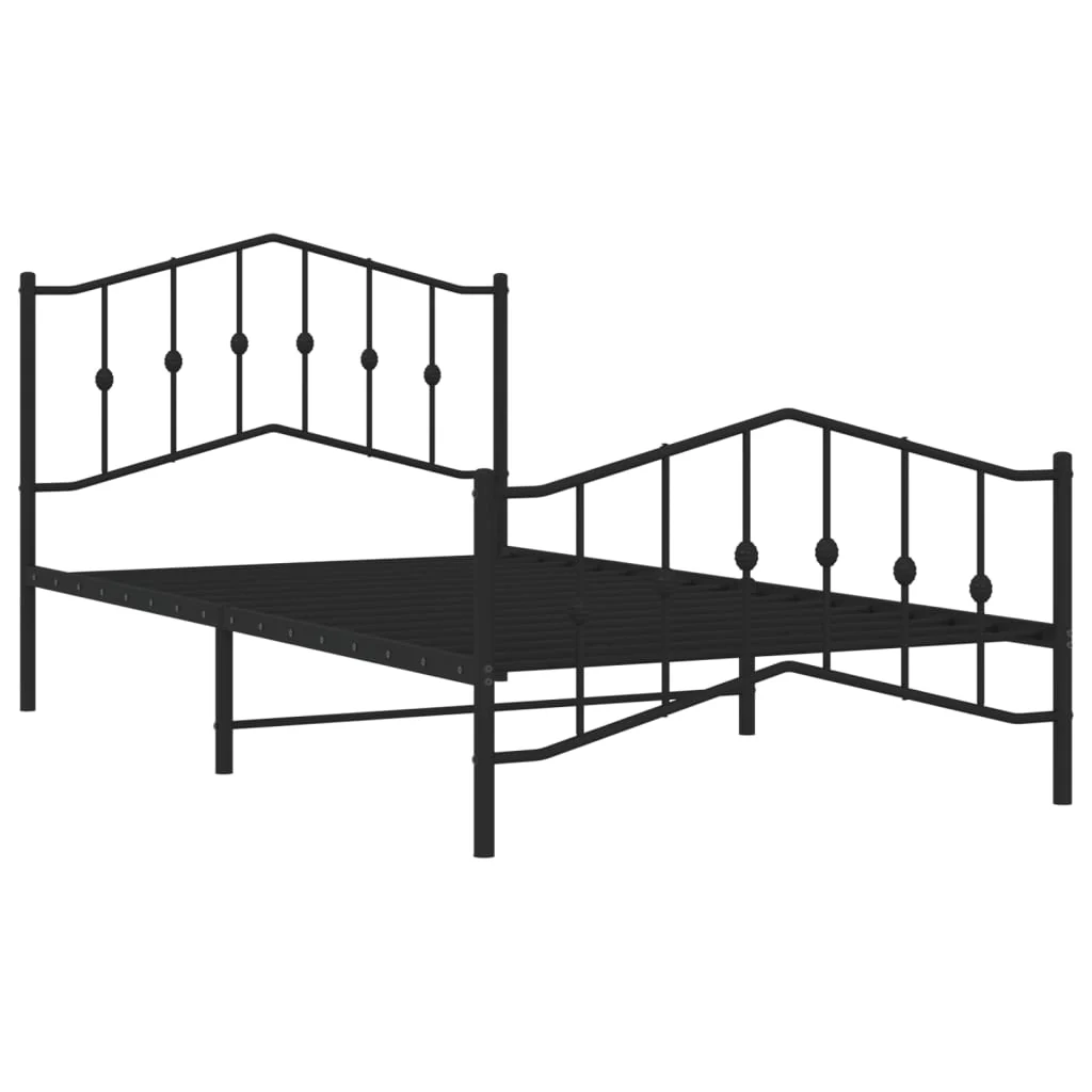 sengeramme med sengegavl og fodgærde 107x203 cm metal sort - Image 4