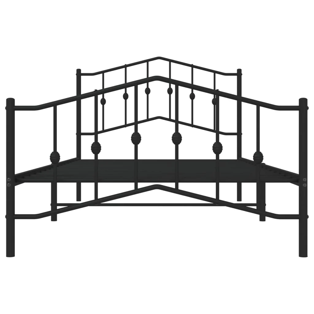 sengeramme med sengegavl og fodgærde 107x203 cm metal sort - Image 5