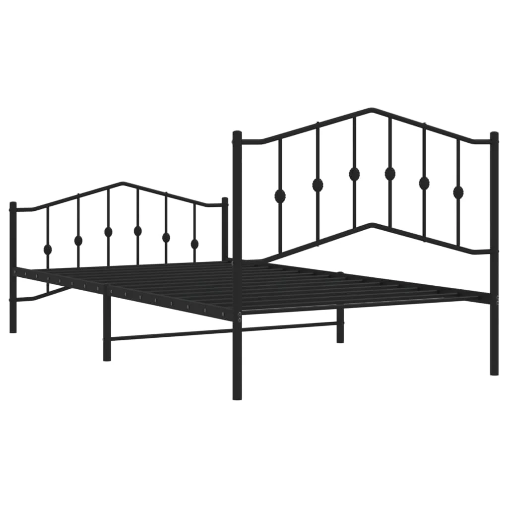 sengeramme med sengegavl og fodgærde 107x203 cm metal sort - Image 7