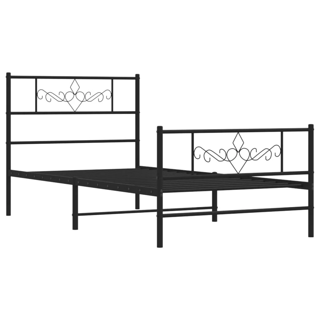 sengeramme med sengegavl og fodgærde 107x203 cm metal sort - Image 3